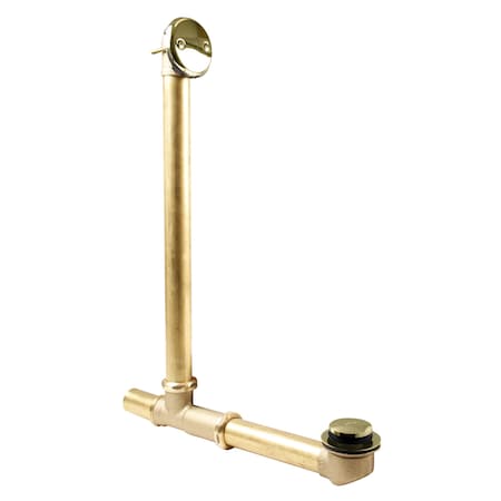 Westbrass 18" 17-Gauge Brass Above Floor Tip-Toe Drain Bath Assembly with 2-Hole Overflow, Polished Brass 7931817-AF-01